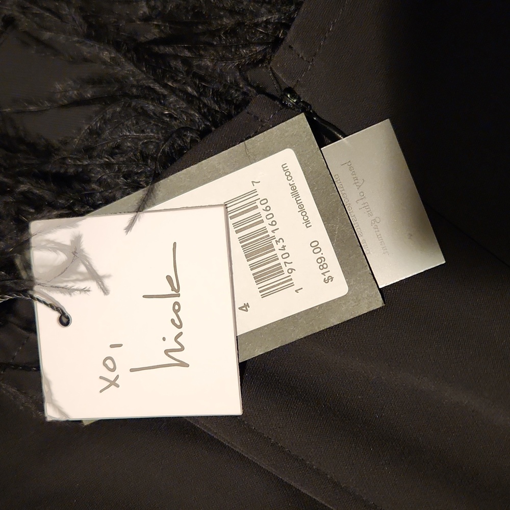 NWT Nicole Miller black jumpsuit with feather top detail - Picture 7 of 7